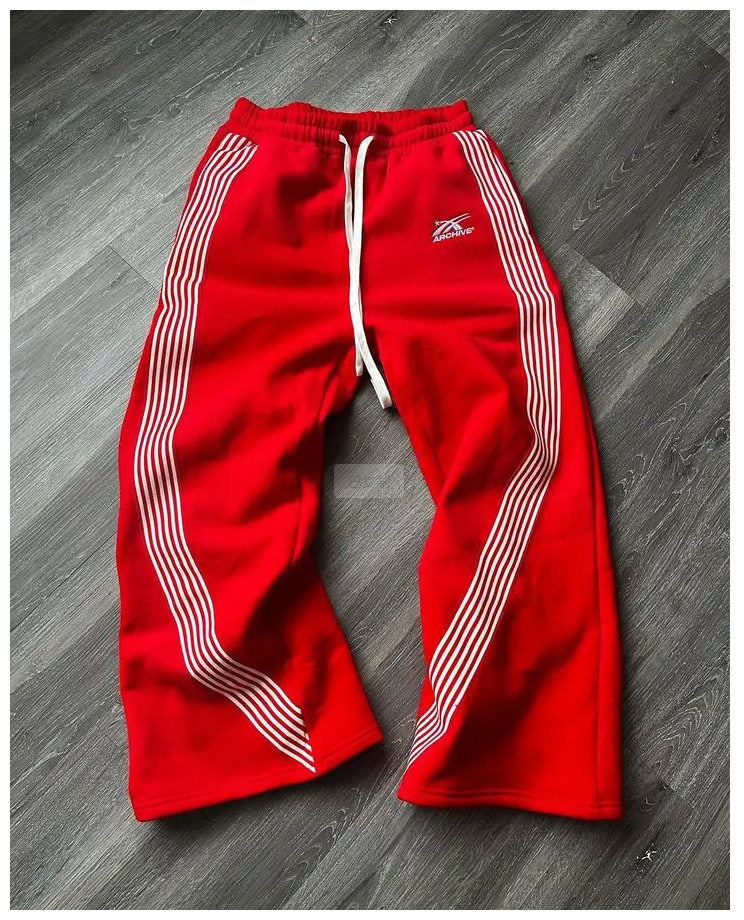 Striped Fleece-Lined Hoodie Pants Moodwear