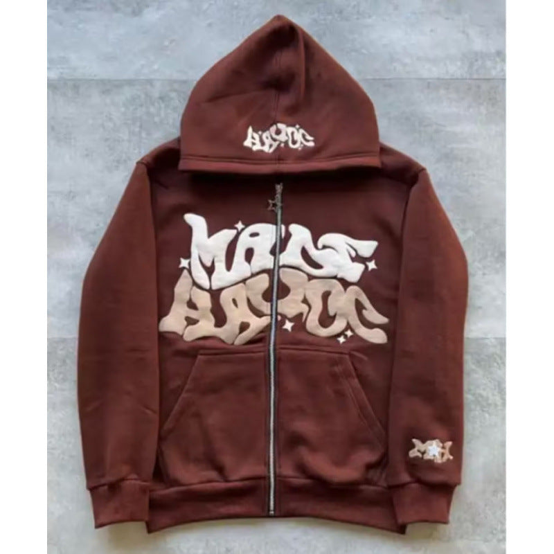 Zip Front Graphic Print Hoodie Moodwear