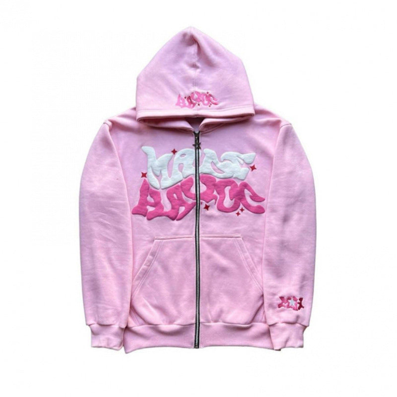 Zip Front Graphic Print Hoodie Moodwear